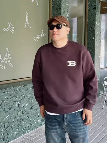 DAEVU秋新款大码男装紫色字母落肩潮胖加肥加大男款圆领长袖卫衣商品大图