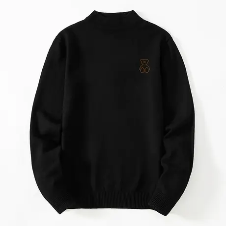 小熊毛衣男潮半高领针织衫内搭打底衫潮流秋冬季中领毛衫毛线衣男商品大图