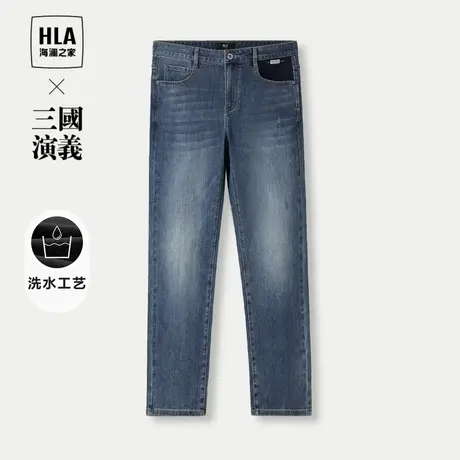 HLA/海澜之家三国演义牛仔裤2024春夏新款微弹水洗绣花长裤子男商品大图