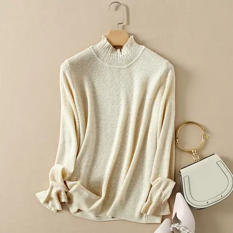半高领毛衣女宽松套头打底衫春装2024年新款内搭爆款洋气针织衫女商品大图