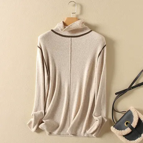 秋冬新款堆堆高领韩版套头毛衣女士洋气显瘦打底衫内搭弹力针织衫商品大图
