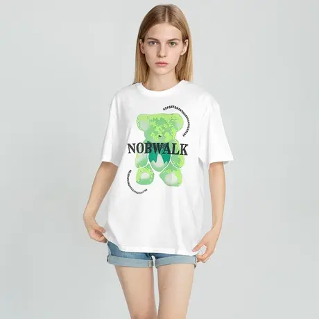 欧货印花短袖t恤女夏季2023年新款半袖体恤宽松大码纯棉正肩上衣商品大图