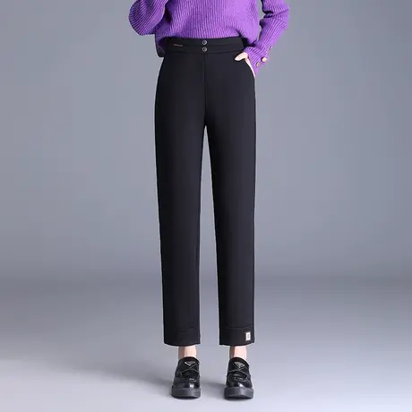 毛呢哈伦裤女秋冬松紧高腰显瘦休闲裤2023新款时尚百搭职业小脚裤商品大图
