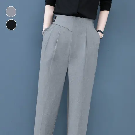 高腰西裤女显瘦九分直筒烟管裤2024春秋新款职业小脚哈伦休闲裤子图片