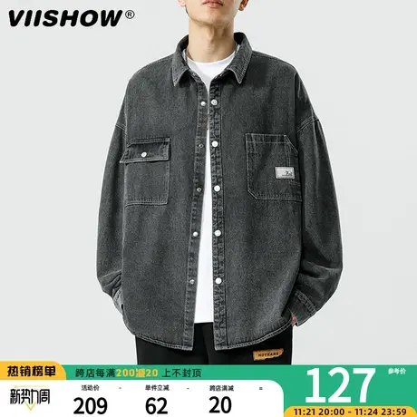 VIISHOW牛仔外套男秋季潮牌美式工装夹克宽松痞帅男士秋装上衣图片