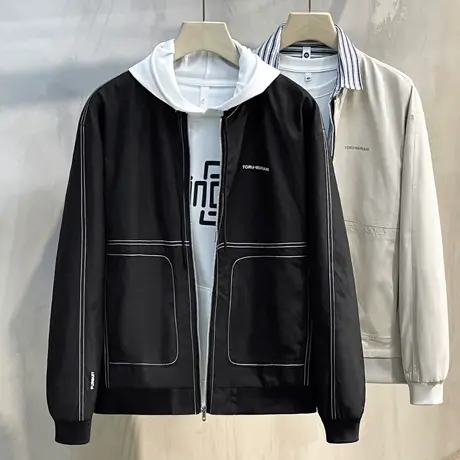 男士夹克韩版潮流春秋季薄款上衣外穿2023新款商务休闲外套棒球服图片