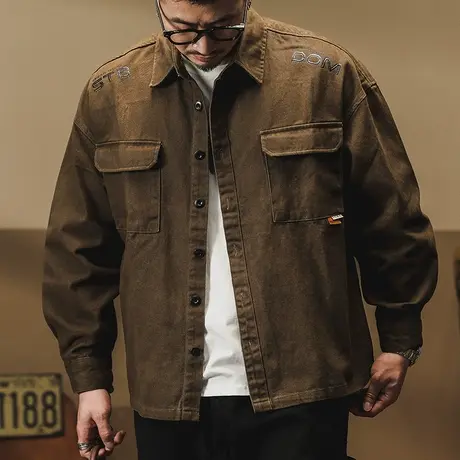 外套男春秋衬衫潮流工装衬衫长袖时尚衬衣休闲百搭春秋季男装外套商品大图
