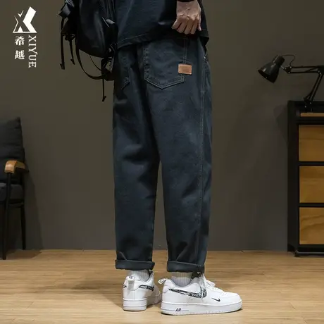 2025夏季新款休闲裤子男士加厚直筒裤男春秋季大码工装牛仔裤子潮图片