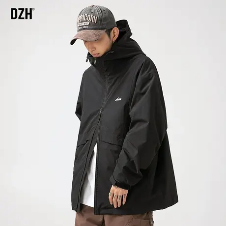 男士黑色三合一冲锋衣男款秋冬潮牌休闲连帽外套宽松男装2024新款商品大图