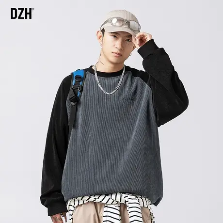 男士美式慵懒chic卫衣潮牌外套男春秋款情侣装男装圆领打底衫内搭商品大图