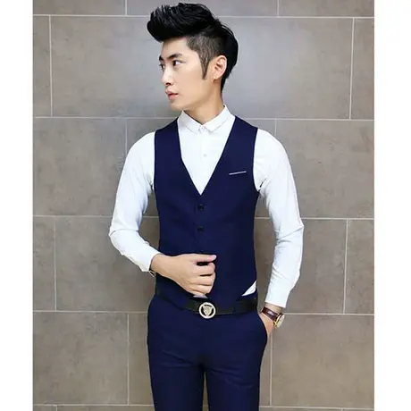 西装马甲男套装男士三件套工作服坎肩衬衫马甲伴郎团兄弟团伴郎服商品大图