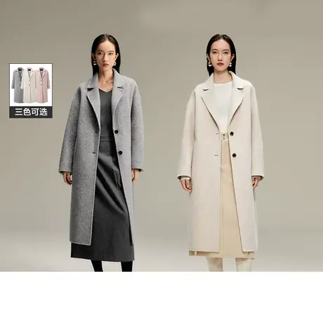 【李佳琦直播间】太平鸟大师系列阿尔巴卡羊驼毛双面极简廓形大衣图片