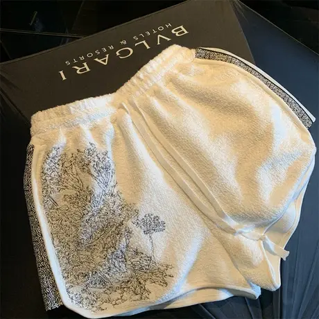 设计感芝麻点提花织带运动休闲短裤女夏季薄款宽松高腰百搭热裤子图片