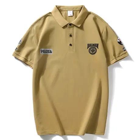 印花短袖T恤男士2023夏季珠地网眼纯棉半袖Polo衫潮牌港风打底衫t商品大图