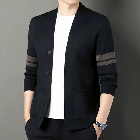 2023新款早秋男士毛衣开衫潮流男装针织衫个性帅气外套休闲上衣服商品大图