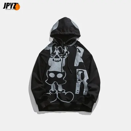 港风卡通印花连帽卫衣男女秋冬嘻哈宽松潮牌帽衫青少年休闲外套商品大图