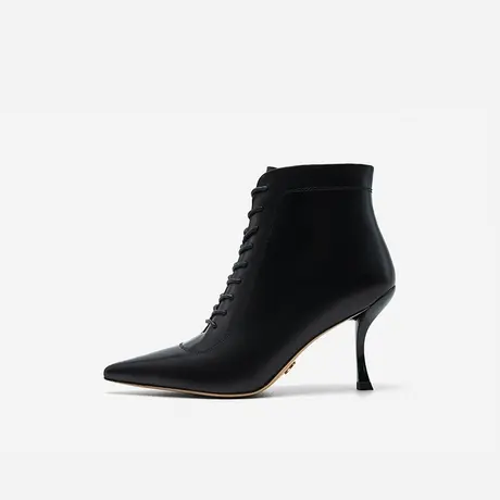 Nine West/玖熙2023年冬季新款高跟短靴女系尖头带细跟时装靴女靴商品大图