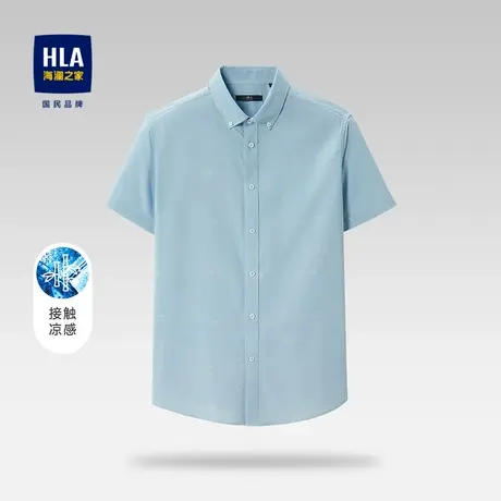 HLA/海澜之家满身花纹短袖衬衫凉感舒适亲肤有型透气衬衣上衣男商品大图