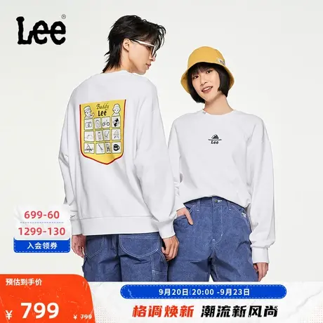Lee商场同款buddy lee23秋冬新品舒适版圆领印花男女同款长袖卫衣图片