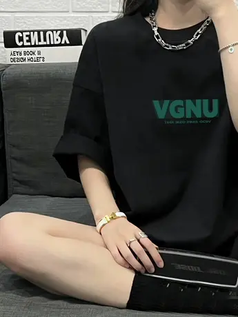 2023夏季新款韩版爱心字母t恤女宽松学生圆领短袖仿棉打底衫上衣商品大图