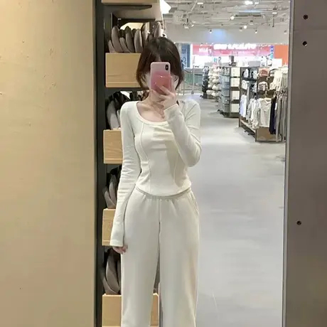 辣妹风修身显瘦打底衫女内搭春秋长袖t恤设计感小众短款小衫上衣商品大图