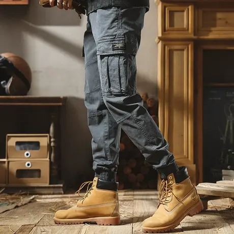 工装裤时尚休闲裤男士冬季新款潮牌抽绳束脚运动束脚工装哈伦裤男商品大图