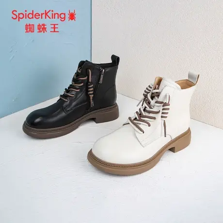 SPIDER KING/蜘蛛王马丁靴女真皮2023冬商场新款矮筒单里舒适百搭商品大图