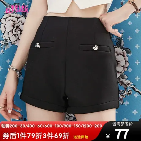 妖精的口袋黑色短裤女2023夏季新款小个子高腰显瘦休闲裤子薄款潮图片