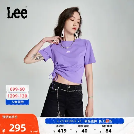 Lee商场同款23新品黑色小破洞女牛仔短裤潮LWB143653201-625图片