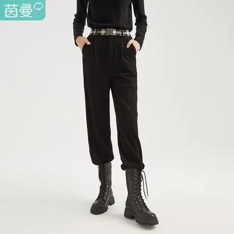 【商场同款】茵曼休闲女2023冬季新款宽松束脚舒适百搭显瘦萝卜裤图片
