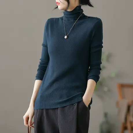 dza 文艺复古宽松高领针织衫女内搭打底毛衣女装上衣秋冬洋气百搭图片