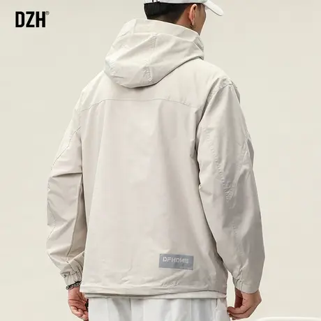 男士杏色休闲外套男冬季加厚潮流高级感工装冲锋衣夹克2023年新款商品大图