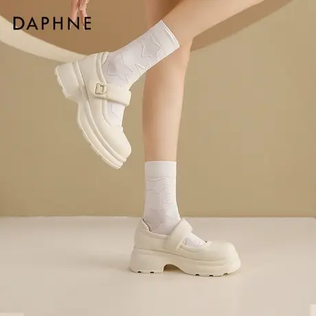 达芙妮白色玛丽珍鞋子女2025新款春季厚底增高小皮鞋百搭复古单鞋图片