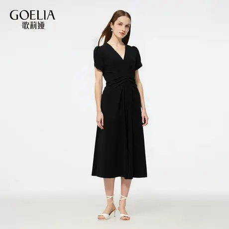 歌莉娅连衣裙女夏季大方得体穿搭2025新款法式掐腰裙子赫本小黑裙图片