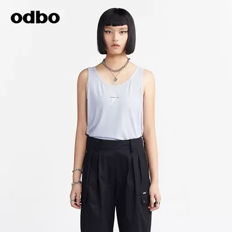 odbo/欧迪比欧修身显瘦针织背心女夏季2024新款外出外穿百搭上衣图片