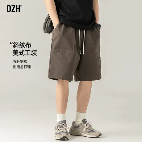 男士美式咖啡色工装短裤男夏季五分裤2025新款休闲宽松裤子大裤衩商品大图