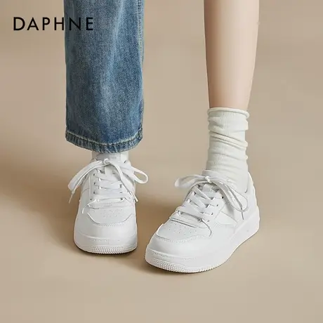 达芙妮厚底小白鞋女2025春季新款平底百搭休闲运动白色板鞋子爆款商品大图