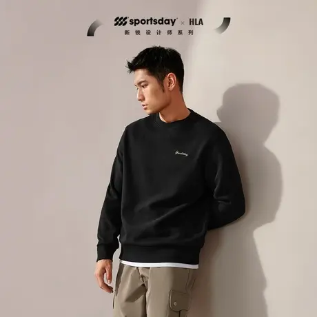 HLA/海澜之家sportsday荣耀马术卫衣23秋冬新加绒运动刺绣长袖男图片