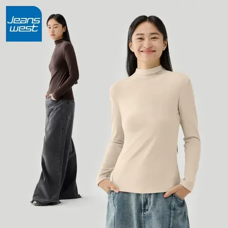 KV真维斯杏色直筒裤女2025新款冬季加绒加厚保暖时尚百搭休闲裤子商品大图