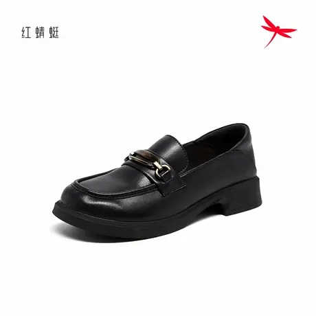 红蜻蜓乐福鞋女秋季英伦平底女单鞋舒适百搭圆头一脚蹬休闲女鞋商品大图