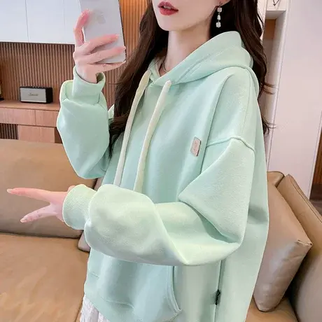 早秋连帽卫衣女2025新款爆款春秋季韩版宽松薄款小个子初中生外套图片