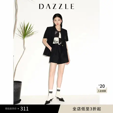 DAZZLE地素奥莱 春夏通勤简约高级感黑色A字休闲西装短裤商品大图