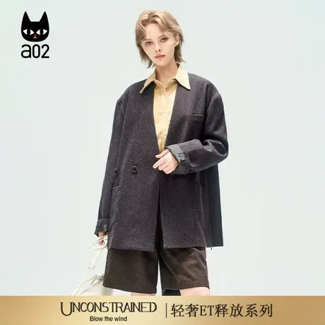 a02【ET释放系列】绵羊毛西服女2025新款秋季宽松设计感西装外套商品大图