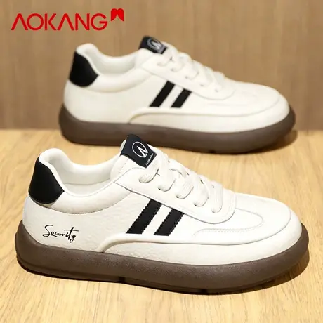 奥康男鞋2026新款春季休闲百搭德训板鞋男款潮流复古高级感小白鞋图片