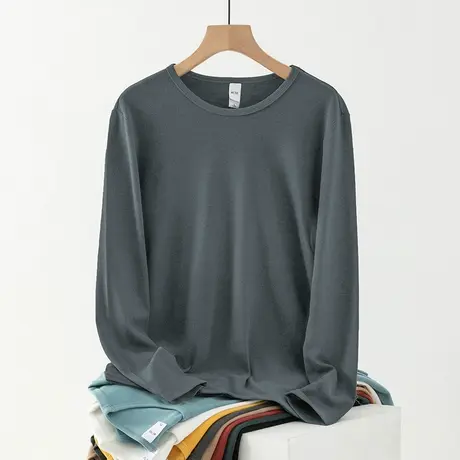 德绒打底衫圆领长袖t恤男装潮流秋冬加绒保暖内搭双面绒秋衣小衫商品大图