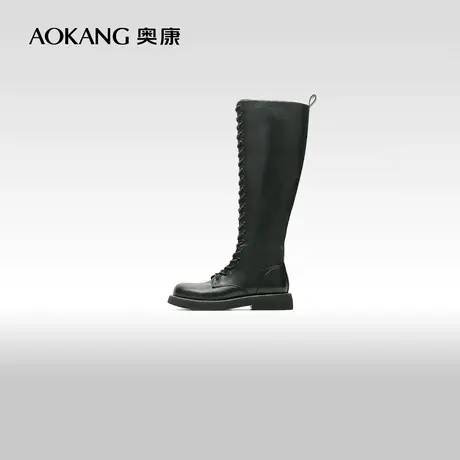 奥康女鞋冬季骑士靴厚底百搭休闲时装靴长筒保暖女靴商品大图