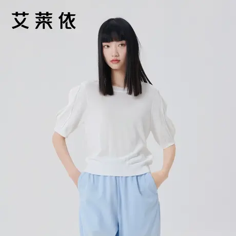 艾莱依商场同款短袖针织衫2023新款高级感超好看上衣打底衫女内搭商品大图