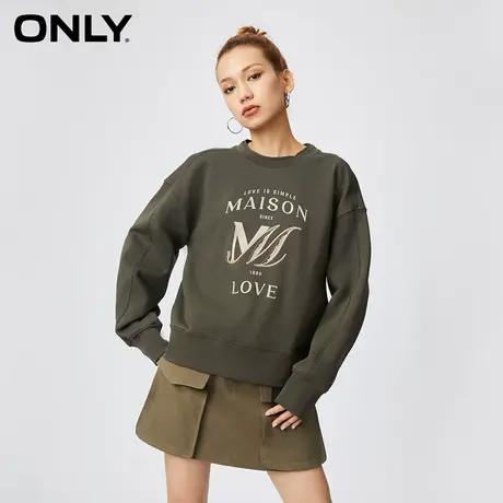【买5免1】ONLY奥莱秋季新款潮流休闲百搭字母宽松圆领卫衣女商品大图