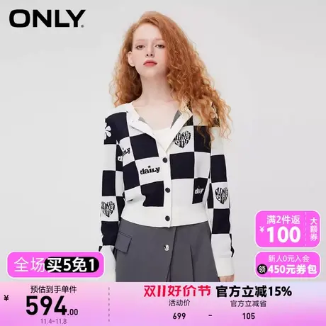 【买5免1】【上新】ONLY奥莱休闲时尚学院风格子套装针织衫女商品大图