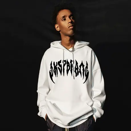 Nuthink美式加绒加厚字母卫衣连帽潮牌男潮流宽松春季保暖外套潮商品大图